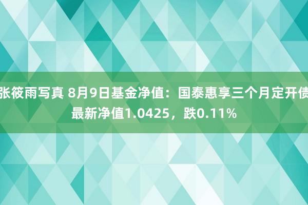 张筱雨写真 8月9日基金净值:国泰惠享三个月定开债最新净值1.0425,跌0.11%