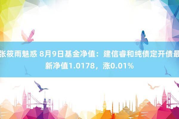 张筱雨魅惑 8月9日基金净值:建信睿和纯债定开债最新净值1.0178,涨0.01%