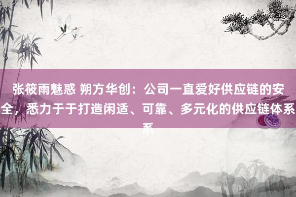 张筱雨魅惑 朔方华创:公司一直爱好供应链的安全,悉力于于打造闲适、可靠、多元化的供应链体系