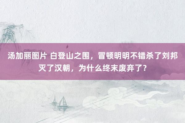 汤加丽图片 白登山之围,冒顿明明不错杀了刘邦灭了汉朝,为什么终末废弃了?