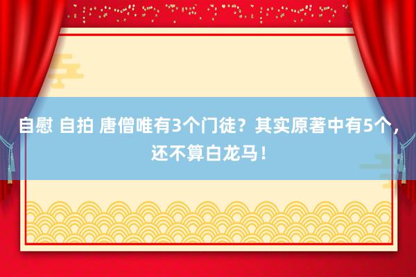 自慰 自拍 唐僧唯有3个门徒?其实原著中有5个,还不算白龙马!
